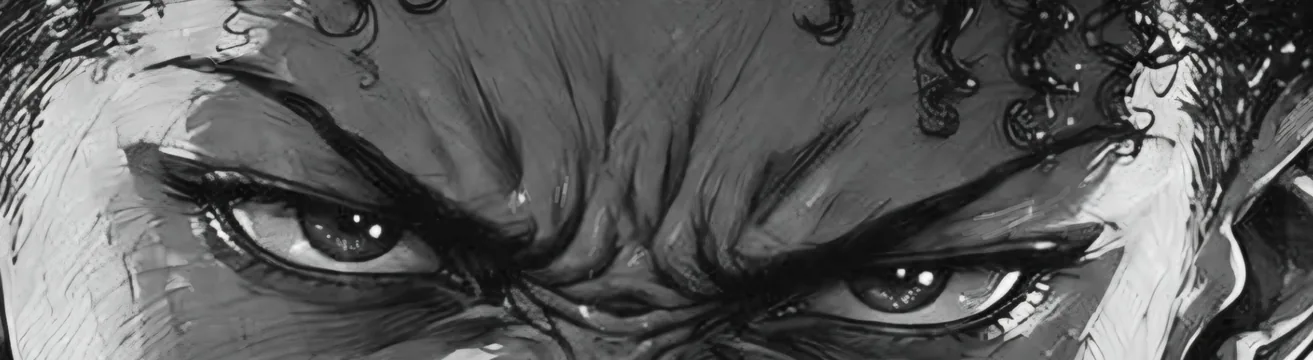 Close-up of watchful eyes; the larger scene remains hidden
