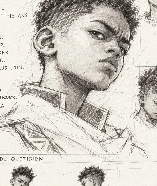Young Kieleka in a graphite character study