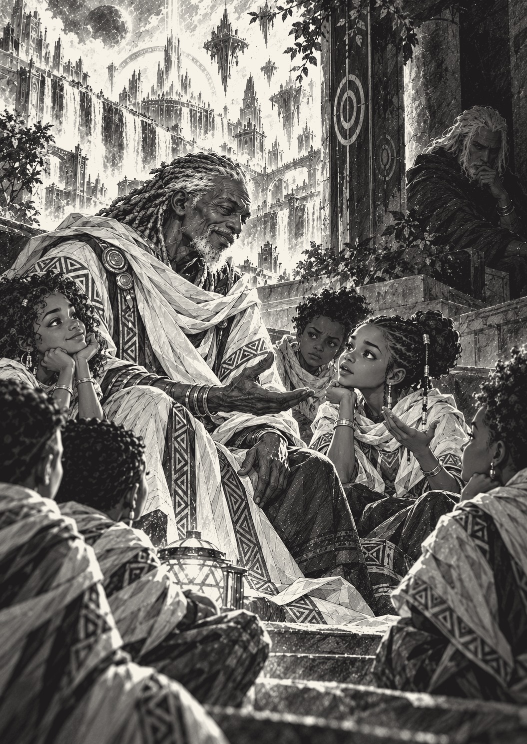 Nkele and the evening gathering.